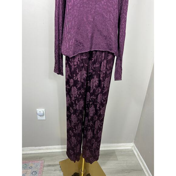 CP Shades Sausalito 2 Piece Floral Pants Set Purple Medium Whimsigoth Lagenlook - Picture 2 of 9